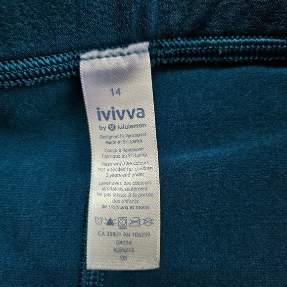 Ivivva by Lululemon Girl's Blue Athletic Tights Legging Pants Size 14 - Picture 6 of 8